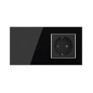 Livolo | Zwart | 2+SR | Aan/Uit | Schakelaar | Wandcontactdoos | Chrome frame Livolo Nederland B.V.