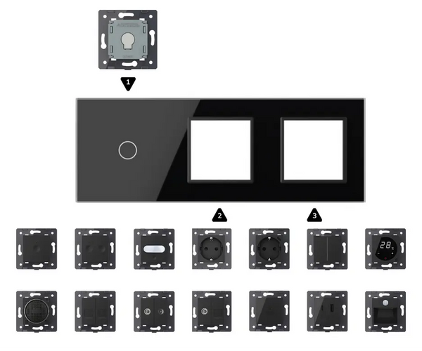 Zelf samenstellen | Zwart | Afdekraam 1+SR+SR Livolo Nederland B.V.