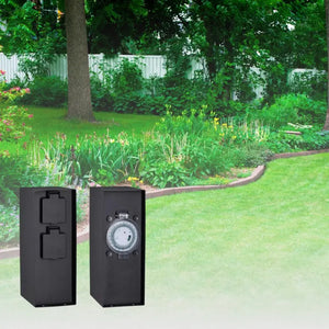 Buiten Wandcontactdoos | Zwart | 2 Stopcontacten | Waterdicht | Schakelklok Livolo Nederland B.V.