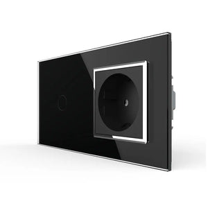 Livolo | Zwart | 1+SR | Aan/Uit | Schakelaar | Wandcontactdoos | Chrome frame Livolo Nederland B.V.