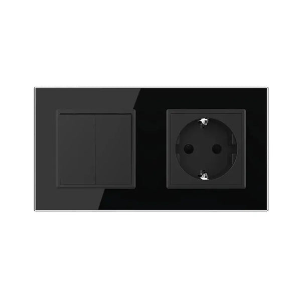 Livolo | Zwart | SR+SR | Aan/Uit | Dubbele wipschakelaar | Wandcontactdoos Livolo Nederland B.V.