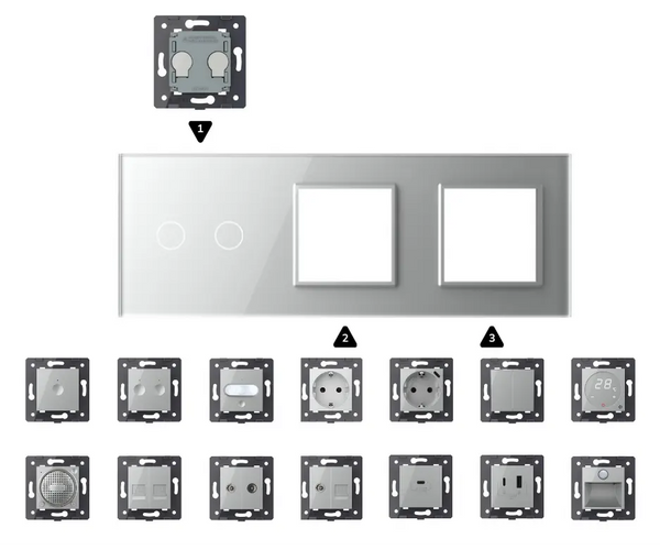 Zelf samenstellen | Grijs | Afdekraam 2+SR+SR Livolo Nederland B.V.