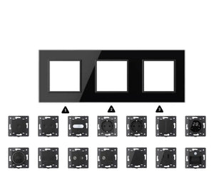 Zelf samenstellen | Zwart | Afdekraam SR+SR+SR Livolo Nederland B.V.