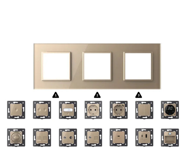 Zelf samenstellen | Goud | Afdekraam SR+SR+SR Livolo Nederland B.V.