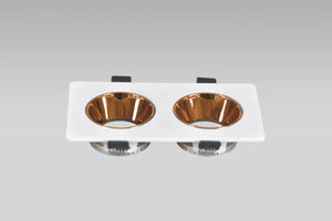 Dubbele GU10 armatuur | Wit - Goud | Kantelbaar en Richtbaar | Inbouwspot | Rechthoek | ø 2x76mm Livolo Nederland B.V.