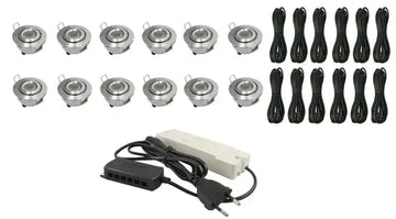 Complete Veranda Set | Deluxe 3 | Veranda verlichting 12V | Plug and Play | 12 Inbouwspots | Verstelbaar | Dimbaar Livolo Nederland