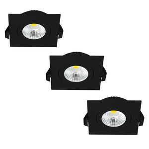 Inbouwspot | 3 Stuks | Zwart | Lage inbouwdiepte | IP54 | Kantelbaar | Vierkant | Ø 68mm Livolo Nederland B.V.