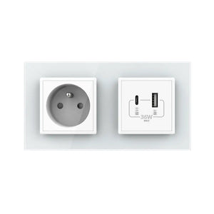 Livolo | Wit | SR+SR | Wandcontactdoos | USB + USB type C oplader | France Livolo Nederland B.V.