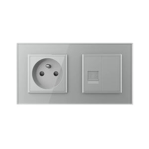Livolo | Grijs | SR+SR | Wandcontactdoos | Telefoon | Blindplaat | France Livolo Nederland B.V.