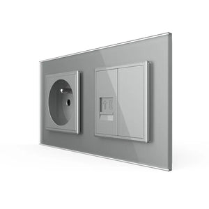 Livolo | Grijs | SR+SR | Wandcontactdoos | Telefoon | Blindplaat | France Livolo Nederland B.V.