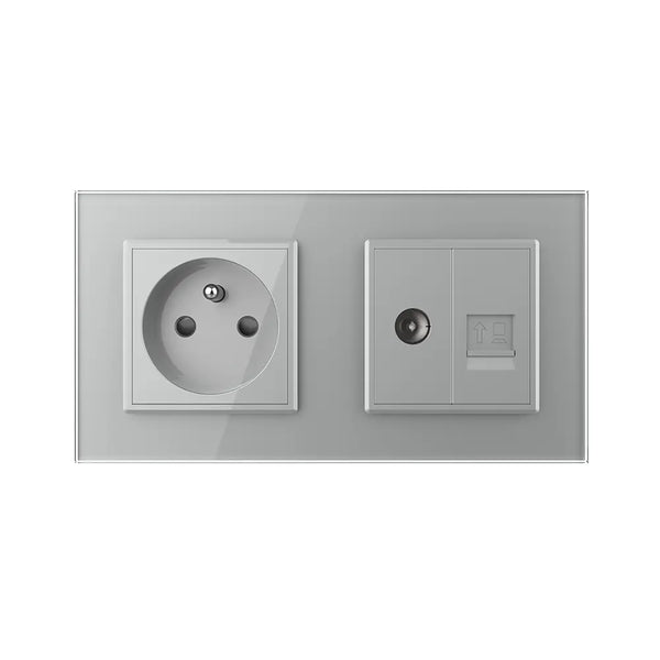 Livolo | Grijs | SR+SR | Wandcontactdoos | TV | Netwerk | France Livolo Nederland B.V.