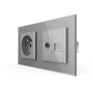 Livolo | Grijs | SR+SR | Wandcontactdoos | TV | Netwerk | France Livolo Nederland B.V.