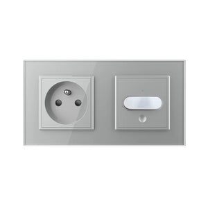 Livolo | Grijs | SR+SR | Wandcontactdoos | France | Bewegingsmelder | Aan/Uit Livolo Nederland B.V.