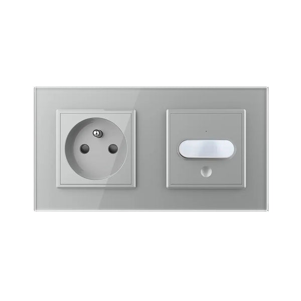 Livolo | Grijs | SR+SR | Wandcontactdoos | France | Bewegingsmelder | Aan/Uit Livolo Nederland B.V.