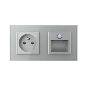 Livolo | Grijs | SR+SR | Wandcontactdoos | Wandverlichting | Beweging en nacht sensor | France Livolo Nederland B.V.