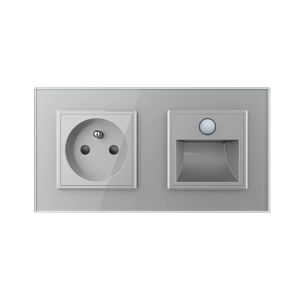 Livolo | Grijs | SR+SR | Wandcontactdoos | Wandverlichting | Beweging en nacht sensor | France Livolo Nederland B.V.