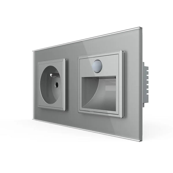 Livolo | Grijs | SR+SR | Wandcontactdoos | Wandverlichting | Beweging en nacht sensor | France Livolo Nederland B.V.