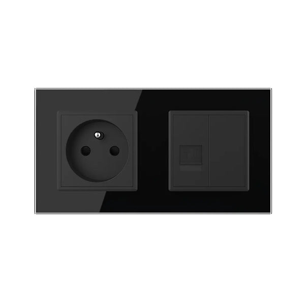 Livolo | Zwart | SR+SR | Wandcontactdoos | Telefoon | Blindplaat | France Livolo Nederland B.V.