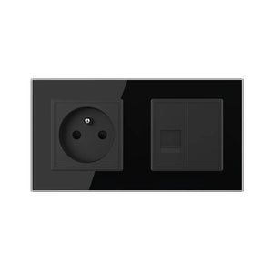 Livolo | Zwart | SR+SR | Wandcontactdoos | Telefoon | Blindplaat | France Livolo Nederland B.V.