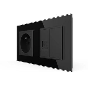 Livolo | Zwart | SR+SR | Wandcontactdoos | Telefoon | Blindplaat | France Livolo Nederland B.V.