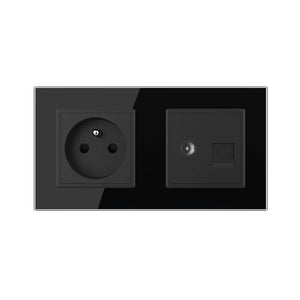 Livolo | Zwart | SR+SR | Wandcontactdoos | TV | Netwerk | France Livolo Nederland B.V.