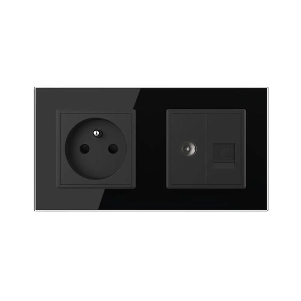 Livolo | Zwart | SR+SR | Wandcontactdoos | TV | Netwerk | France Livolo Nederland B.V.