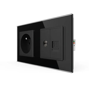 Livolo | Zwart | SR+SR | Wandcontactdoos | TV | Netwerk | France Livolo Nederland B.V.