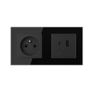 Livolo | Zwart | SR+SR | Wandcontactdoos | USB + USB type C oplader | France Livolo Nederland B.V.
