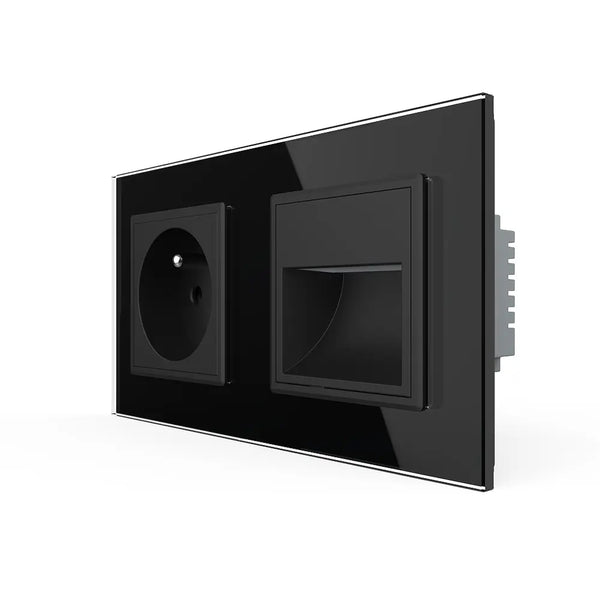 Livolo | Zwart | SR+SR | Wandcontactdoos | Wandverlichting | France Livolo Nederland B.V.