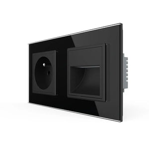 Livolo | Zwart | SR+SR | Wandcontactdoos | Wandverlichting | France Livolo Nederland B.V.