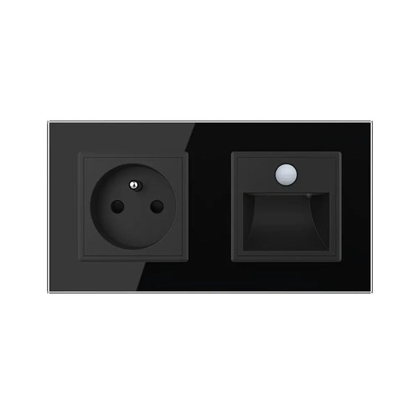 Livolo | Zwart | SR+SR | Wandcontactdoos | Wandverlichting | Beweging en nacht sensor | France Livolo Nederland B.V.