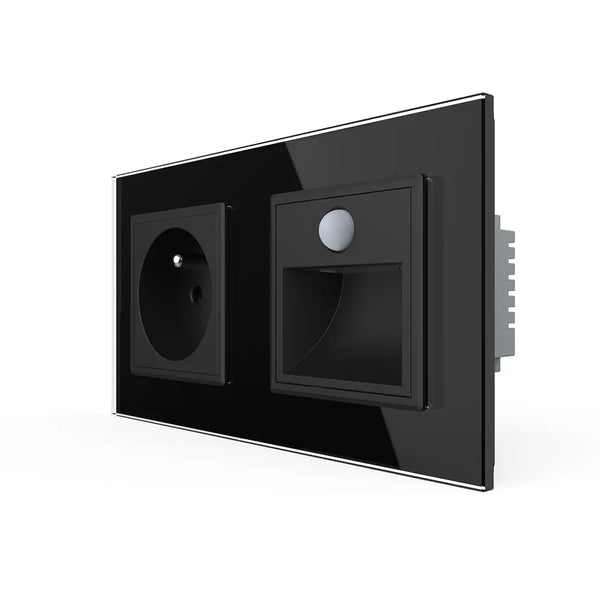 Livolo | Zwart | SR+SR | Wandcontactdoos | Wandverlichting | Beweging en nacht sensor | France Livolo Nederland B.V.