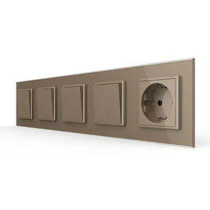 Livolo | Goud | 1+1+1+1+SR | Aan/Uit | Wipschakelaar met wandcontactdoos Livolo Nederland B.V.