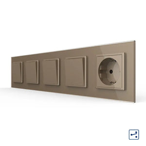 Livolo | Goud | 1+1+1+1+SR | Aan/Uit | Wissel | Wipschakelaar met wandcontactdoos Livolo Nederland B.V.