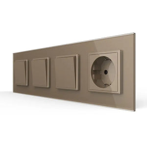 Livolo | Goud | 1+1+1+SR | Aan/Uit | Wipschakelaar met wandcontactdoos Livolo Nederland B.V.