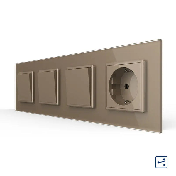 Livolo | Goud | 1+1+1+SR | Aan/Uit | Wissel | Wipschakelaar met wandcontactdoos Livolo Nederland B.V.