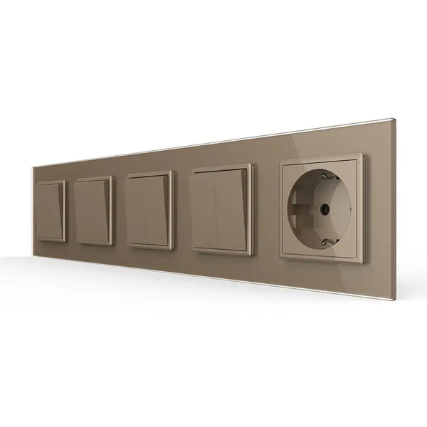 Livolo | Goud | 1+1+2+2+SR | Aan/Uit | Wipschakelaar met wandcontactdoos Livolo Nederland B.V.