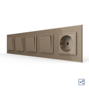 Livolo | Goud | 1+1+2+2+SR | Aan/Uit | Wissel | Wipschakelaar met wandcontactdoos Livolo Nederland B.V.