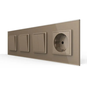 Livolo | Goud | 1+1+2+SR | Aan/Uit | Wipschakelaar met wandcontactdoos Livolo Nederland B.V.