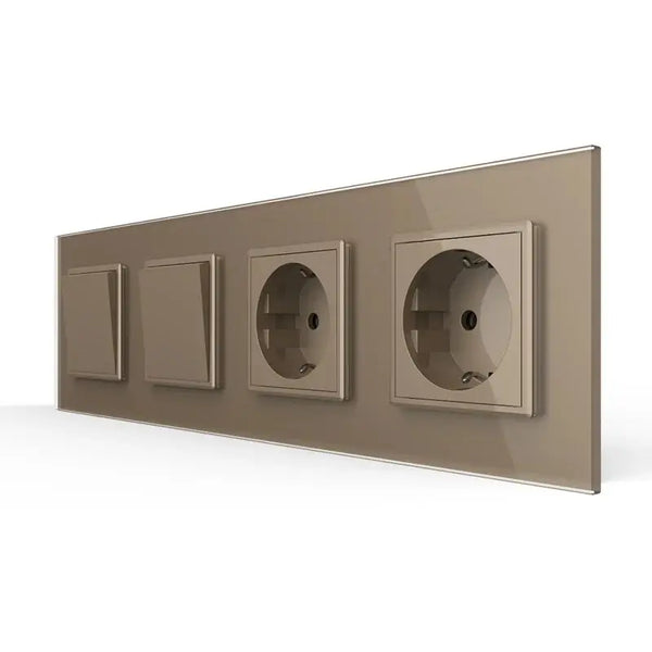 Livolo | Goud | 1+1+SR+SR | Aan/Uit | Wipschakelaar met dubbele wandcontactdoos Livolo Nederland B.V.