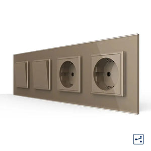 Livolo | Goud | 1+1+SR+SR | Aan/Uit | Wissel | Wipschakelaar met dubbele wandcontactdoos Livolo Nederland B.V.