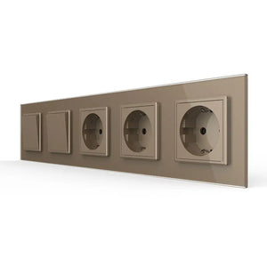 Livolo | Goud | 1+1+SR+SR+SR | Aan/Uit | Wipschakelaar met drie wandcontactdozen Livolo Nederland B.V.