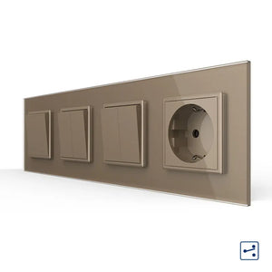 Livolo | Goud | 1+2+2+SR | Aan/Uit | Wissel | Wipschakelaar met wandcontactdoos Livolo Nederland B.V.