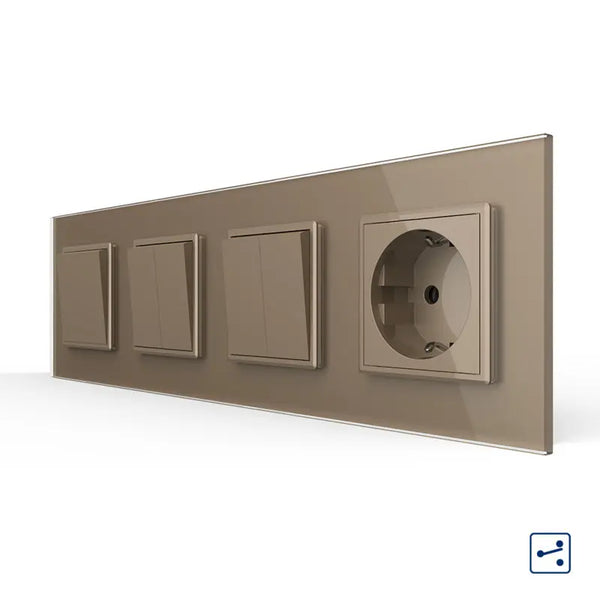 Livolo | Goud | 1+2+2+SR | Aan/Uit | Wissel | Wipschakelaar met wandcontactdoos Livolo Nederland B.V.