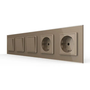 Livolo | Goud | 1+2+2+SR+SR | Aan/Uit | Wipschakelaar met dubbele wandcontactdoos Livolo Nederland B.V.