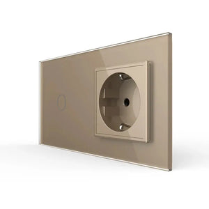 Livolo | Goud | 1+SR | Dimmer | Wisselschakelaar met wandcontactdoos Livolo Nederland B.V.