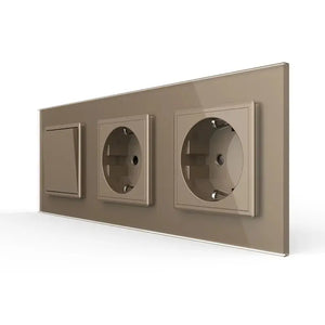 Livolo | Goud | 1+SR+SR | Aan/Uit | Wipschakelaar met dubbele wandcontactdoos Livolo Nederland B.V.