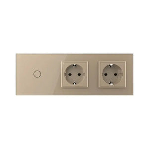 Livolo | Goud | 1+SR+SR | Dimmer | Schakelaar met dubbele wandcontactdoos Livolo Nederland B.V.