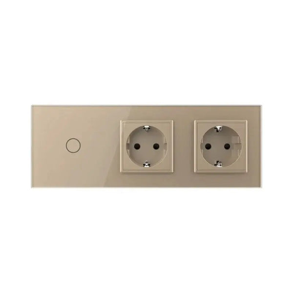 Livolo | Goud | 1+SR+SR | Dimmer | Schakelaar met dubbele wandcontactdoos Livolo Nederland B.V.