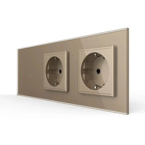 Livolo | Goud | 1+SR+SR | Dimmer | Schakelaar met dubbele wandcontactdoos Livolo Nederland B.V.